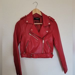Pull&Bear Red Leather Jacket